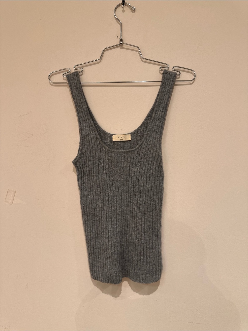 Cozy Ribbed Scoop Tank Top - Heather Gray